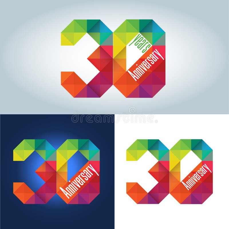 30th Anniversary colorful geometric triangular logo. 30th Anniversary colorful geometric triangular logo.