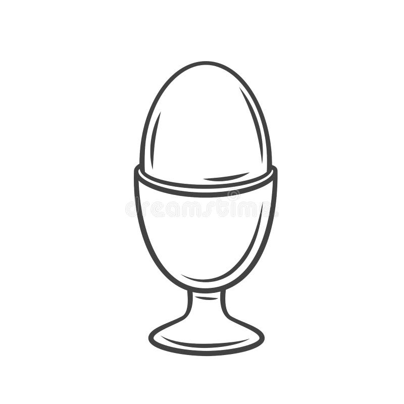 Boiled chicken eggs in eggshell in egg holder outline drawn vector illustration. Boiled chicken eggs in eggshell in egg holder outline drawn vector illustration.