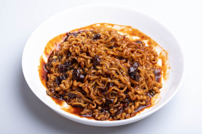 Jajangmyeon Korean Instant Noodles Black Noodles Stock Photo Image of