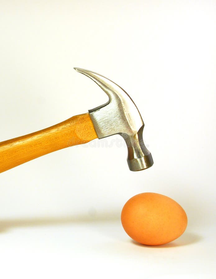 Hammer, just before it hits an egg. Hammer, just before it hits an egg.
