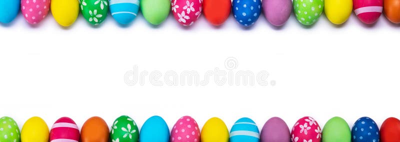 Border frame of many easter egg isolated on white background. Border frame of many easter egg isolated on white background