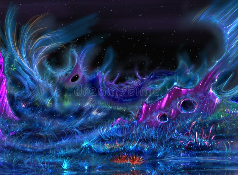 Jak marzenie fantazja obraz Kolorowy obcego krajobraz ilustracja wektor