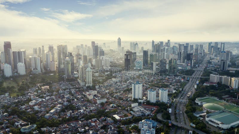 Jakarta Cityscape with Air Pollution at Morning Editorial Stock Photo ...