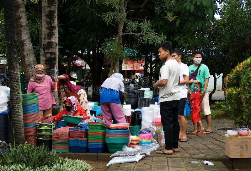 Jakarta January 2021 Traditional Market Activity Editorial Stock
