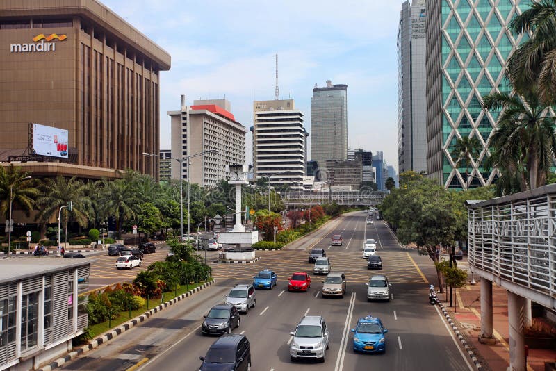 Jakarta panoramisches Stadtbild Stockfoto Bild von 