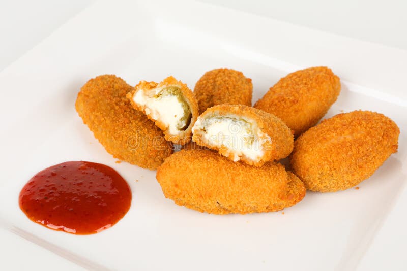 Jalapenos Filled with Cream Cheese Stock Image Image of sauce, cheese