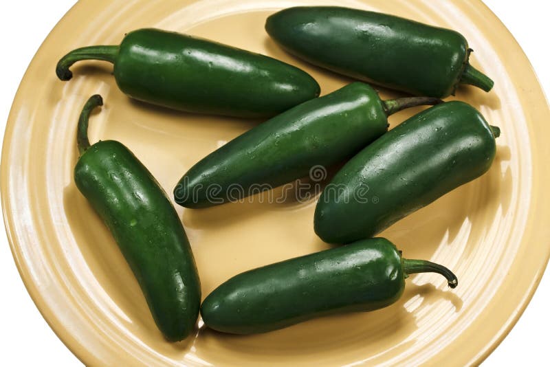 Jalepenos on a Yellow Plate