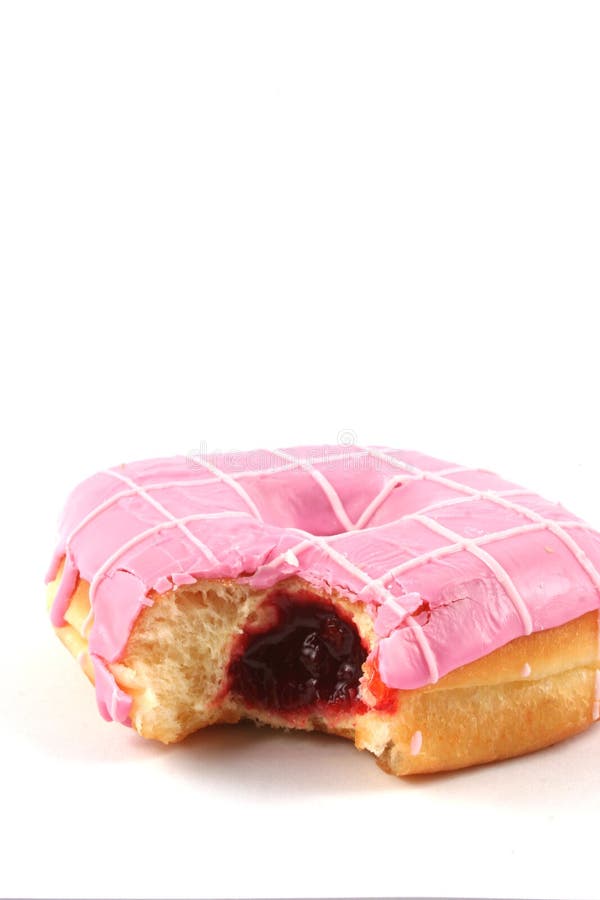 Jam Donut With Bite Taken Out Stock Image Image of food, unhealthy
