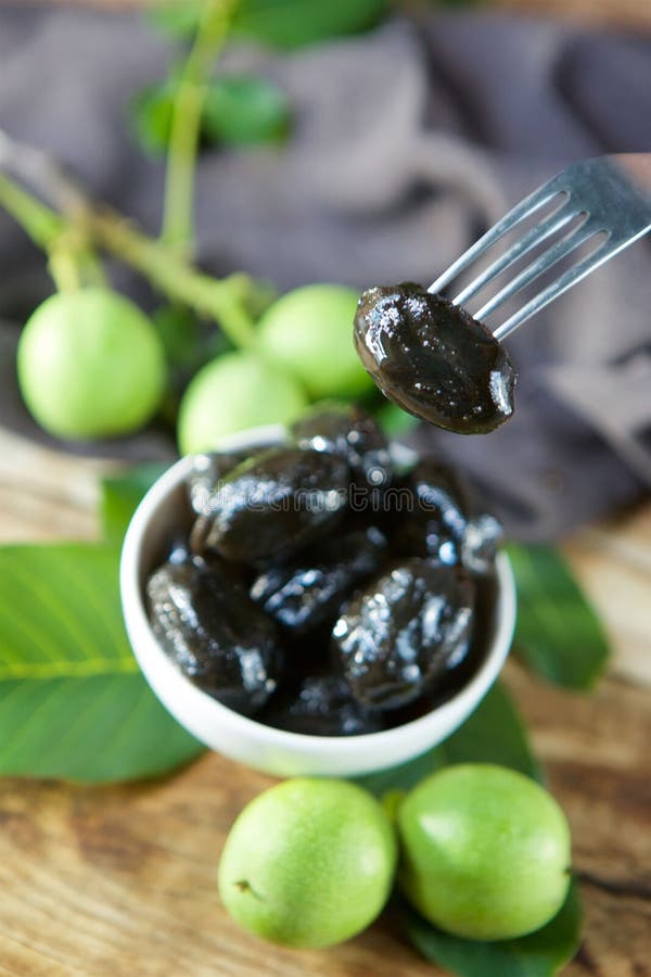 Jam from the Fruit of a Walnut Stock Image Image of wood, homemade