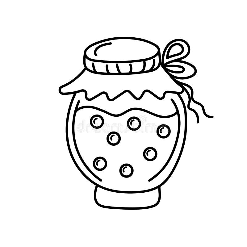 Jam jar in doodle style. stock vector. Illustration of food 225342913