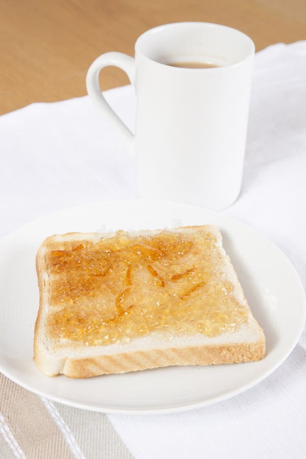 Jam on Slice of Bread with Cup of Coffee Stock Photo Image of spread