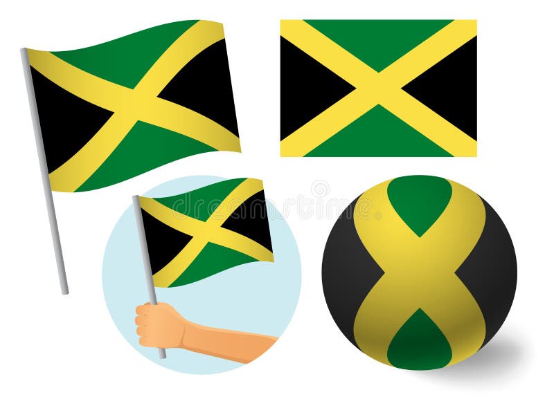 Jamaica flag icon set stock illustration. Illustration of jamaica