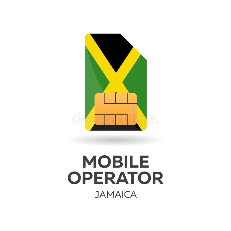 Jamaica Mobile Operator. SIM Card with Flag. Vector Illustration. Stock Illustration