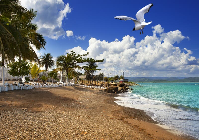 Jamaica. the Sea in the Sunny Day and Mountains, Stock Photo Image of
