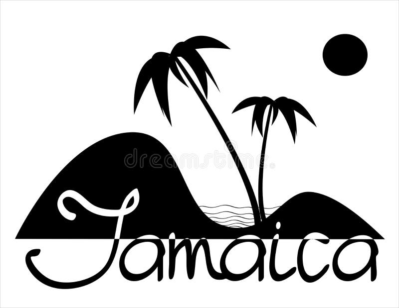Jamaica Vector Composition Witn Palms, Sand and Sea Stock Vector