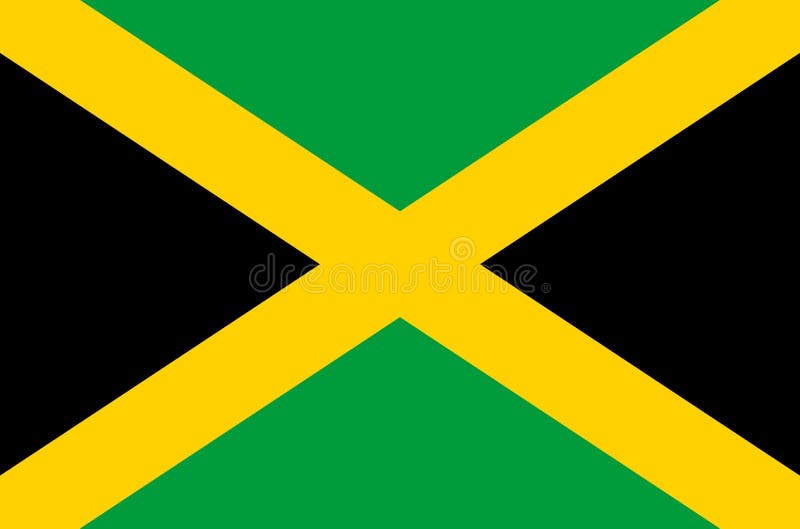 Jamaikansk nationsflagga, officiell flagga av Jamaica exakta färger vektor illustrationer Jamaikansk nationsflagga, officiell flagga av Jamaica exakta färger vektor illustrationer