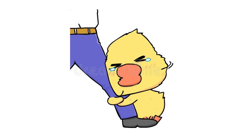 Jambe d'étreinte de canard animé pour ne pas aller en arrière-plan blanc illustration libre de droits