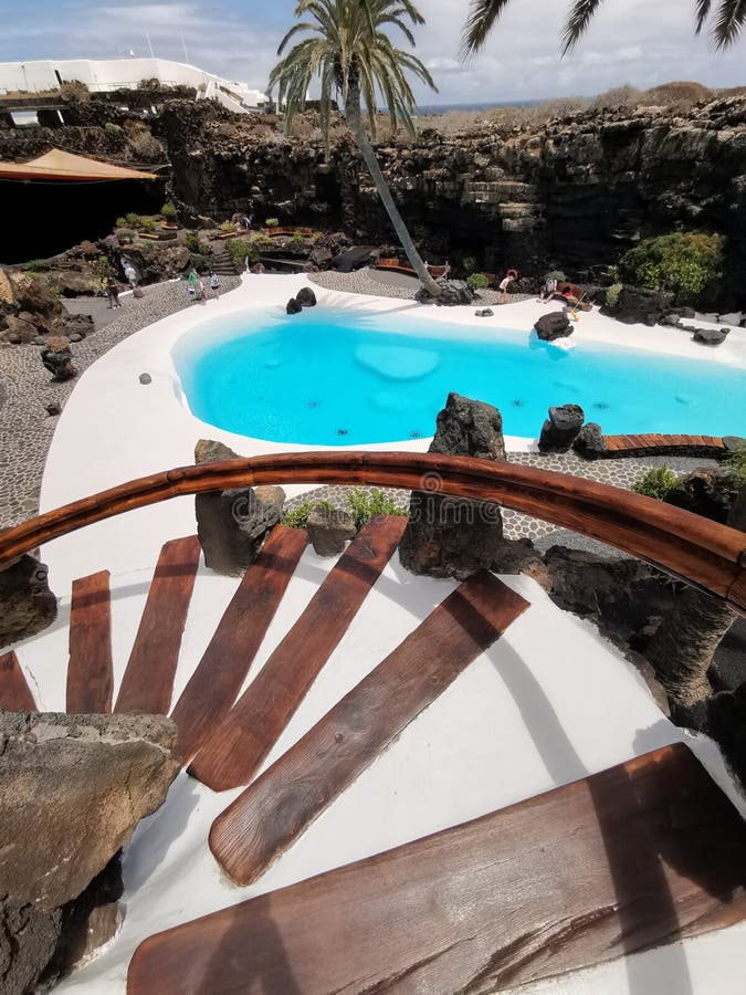 Jameos del Agua areal with beautiful swimming pool designed by C�sar Manrique, Lanzarote, Canary Islands, Spain. Jameos del Agua areal with beautiful swimming pool designed by C�sar Manrique, Lanzarote, Canary Islands, Spain