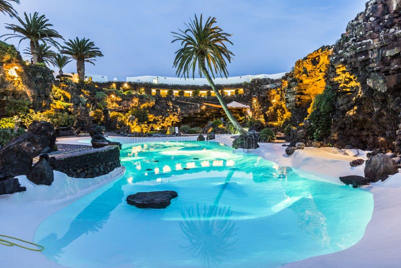 Jameos del Agua pool editorial photography. Image of canaria