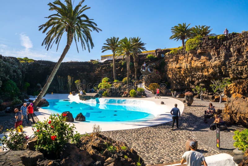 Jameos del aqua, beroemde plaats in Lanzarote eiland, die door Cesar Manrique wordt gemaakt