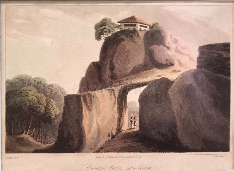 1814 James Clark James Wathen Intaglio Printing Copper Plate Print Aquatint hand-coloured Sketch Portuguese Macao Camoes Garden