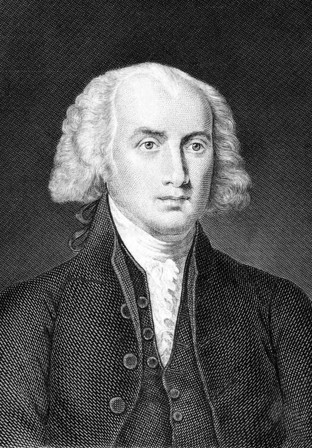 James Madison (1751-1836) on engraving from 1859. Fourth President of the United States during 1809â€“1817. Engraved by unknown artist and published in Meyers Konversations-Lexikon, Germany,1859.