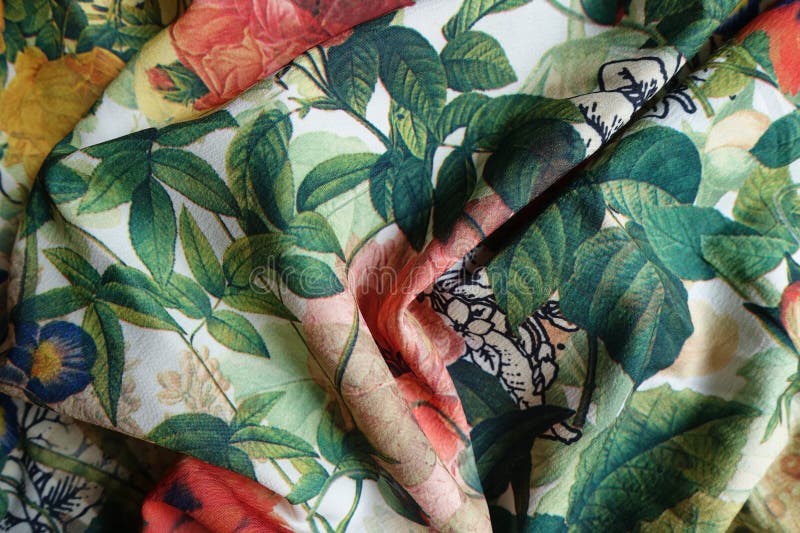 Jammed bright and colorful crepe georgette stock images