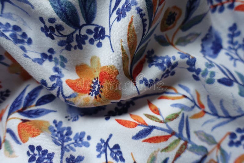 Jammed colorful fabric with floral pattern stock photo