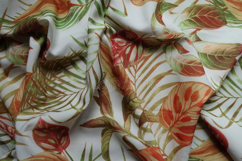 Jammed white, orange and green crepe georgette royalty free stock image