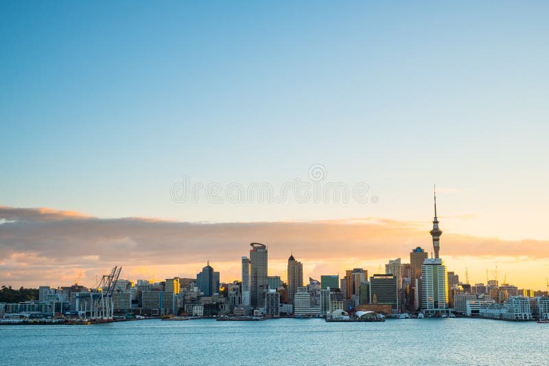 2018, JAN 3 - Auckland, New Zealand, Panorama view, Beautiful landcape of the building in Auckland city before sunset. View from