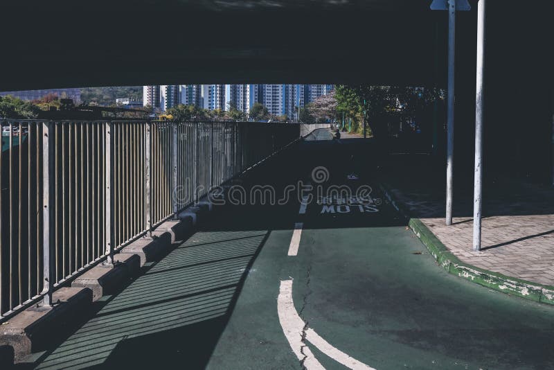 Bicycle sign on a green bike path in HK 6 Jan 2023. Bicycle sign on a green bike path in HK 6 Jan 2023