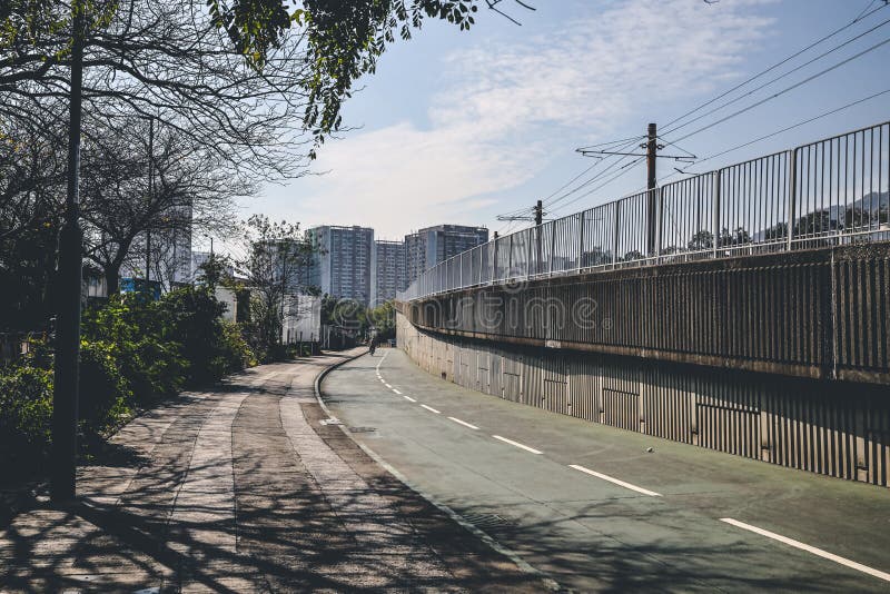 Bicycle sign on a green bike path in HK 6 Jan 2023. Bicycle sign on a green bike path in HK 6 Jan 2023