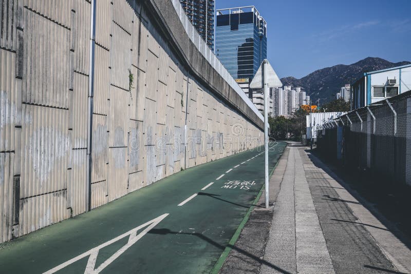 Bicycle sign on a green bike path in HK 6 Jan 2023. Bicycle sign on a green bike path in HK 6 Jan 2023