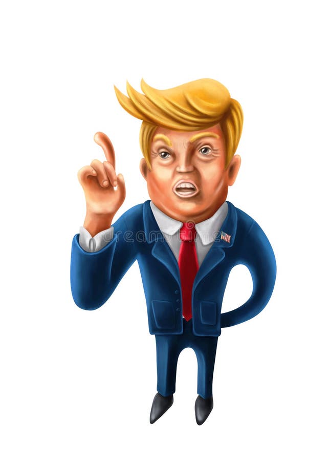 jan. 2 2017: Tecknad filmkarikatyr av presidenten Donald Trump med I stock illustrationer jan. 2 2017: Tecknad filmkarikatyr av presidenten Donald Trump med I stock illustrationer