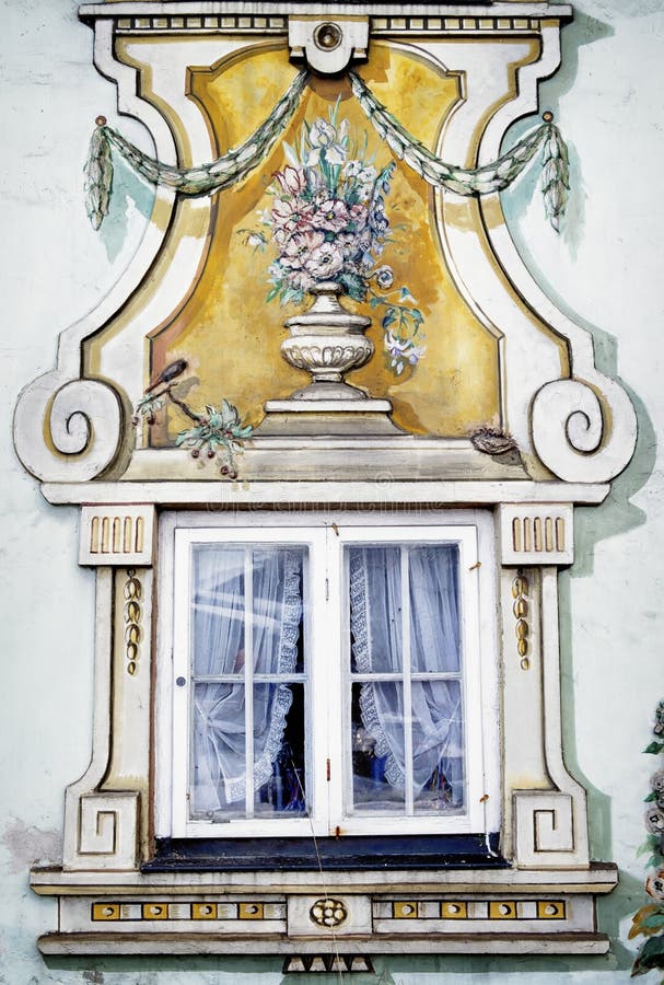 Janela bávara - pintura mural fotos de stock