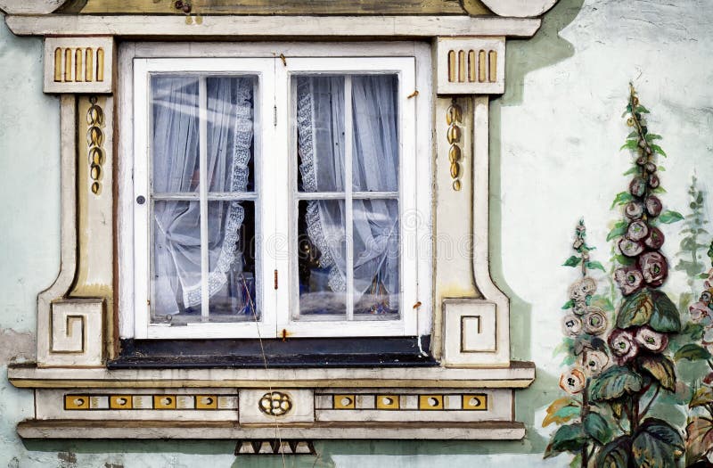Janela bávara - pintura mural imagem de stock royalty free