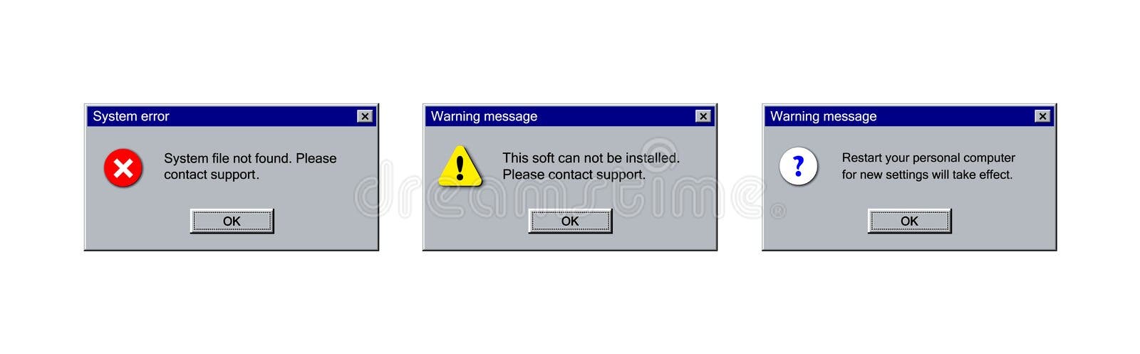 Web Ui Antigo. Retro Windows User Interface Caixas De Alerta Pop-up Abas  Explorer Janela Garish Vetor Modelos Coleção Ilustração do Vetor -  Ilustração de defeito, sinal: 215838320