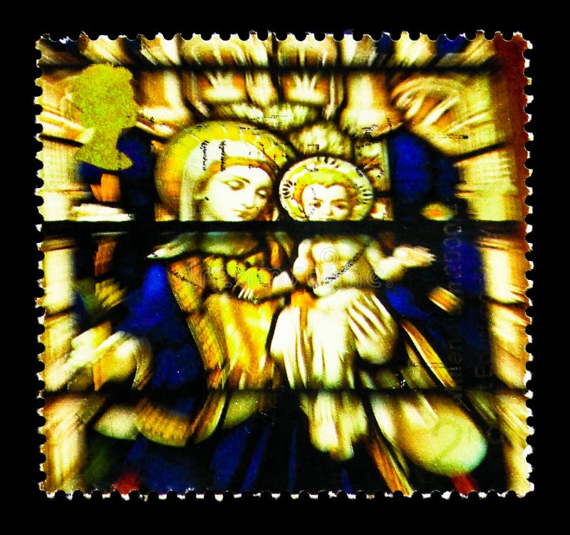 Janela de vitral do Virgin e da criança, Saint Edmundsbury Cathedr fotos de stock Janela de vitral do Virgin e da criança, Saint Edmundsbury Cathedr fotos de stock