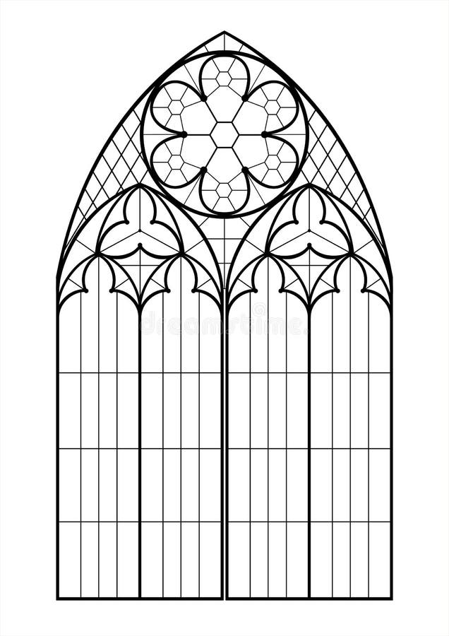 Página Preto E Branco Para Colorir. Desenho Da Fantasia De Janelas Góticos  Bonitas Com Vitral No Estilo Medieval. Planilha Para Crianças E Adultos.  Imagem Vetorial. Ilustraciones svg, vectoriales, clip art vectorizado libre