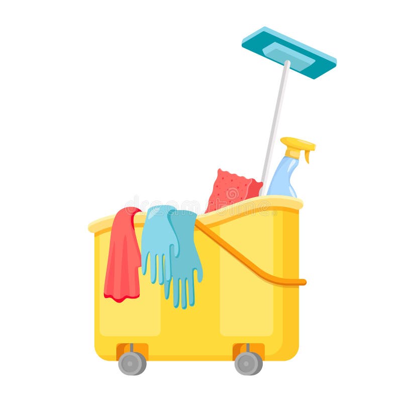 Cleaning Cart Vector Classic Trolley Cleaning Service Cart Broom Bucket  Detergents Cleaning Tools Supplies Yellow Plastic Janitor Cart With Shelves  Isolated Illustration Stock Illustration - Download Image Now - iStock