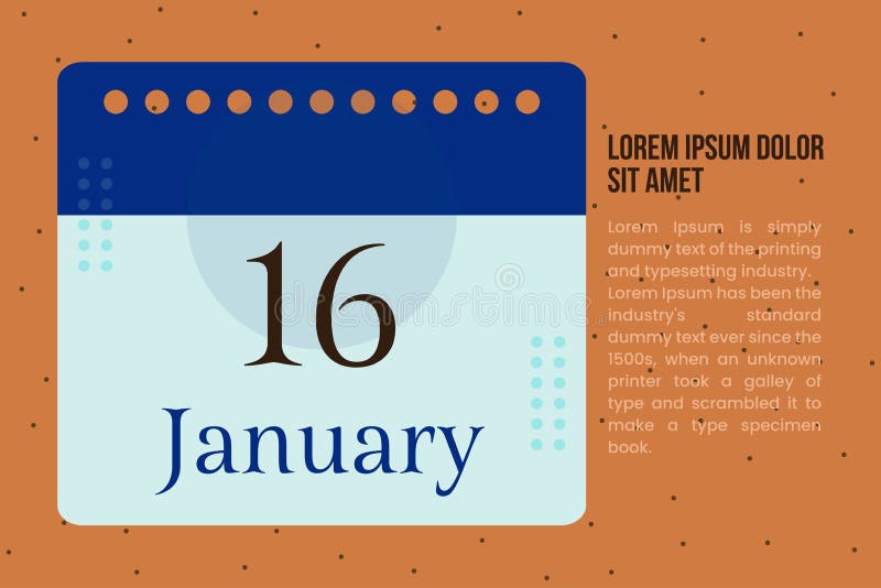 16 January Calendar Day Template Design with Title, and Paragraph