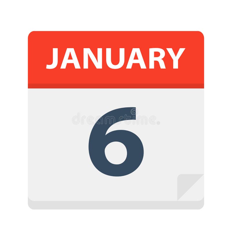 January 6 Calendar Icon stock vector. Illustration of white 131927938
