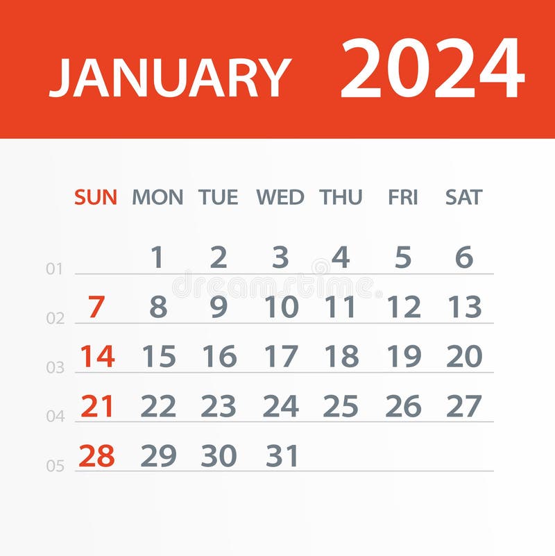 January 2024 Green & Blue Mandala Calendar Stock Illustration