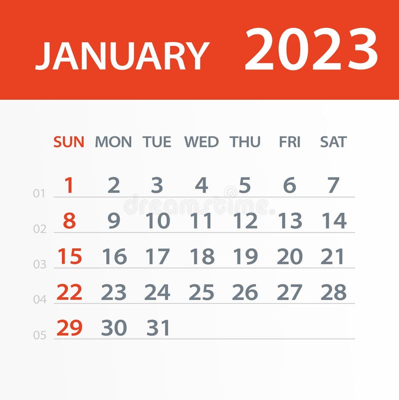 January 2023 Calendar Leaf - Vector Illustration Stock Vector