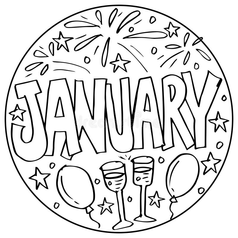 January Coloring Pages for Kids Stock Illustration - Illustration of