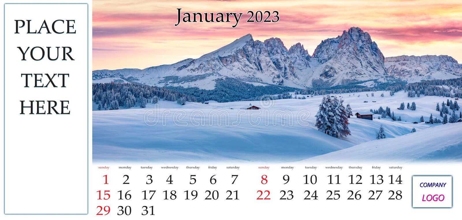 Desktop Monthly Calendar Template with Place Logo and Contact Desktop Monthly Calendar Template with Place Logo and Contact