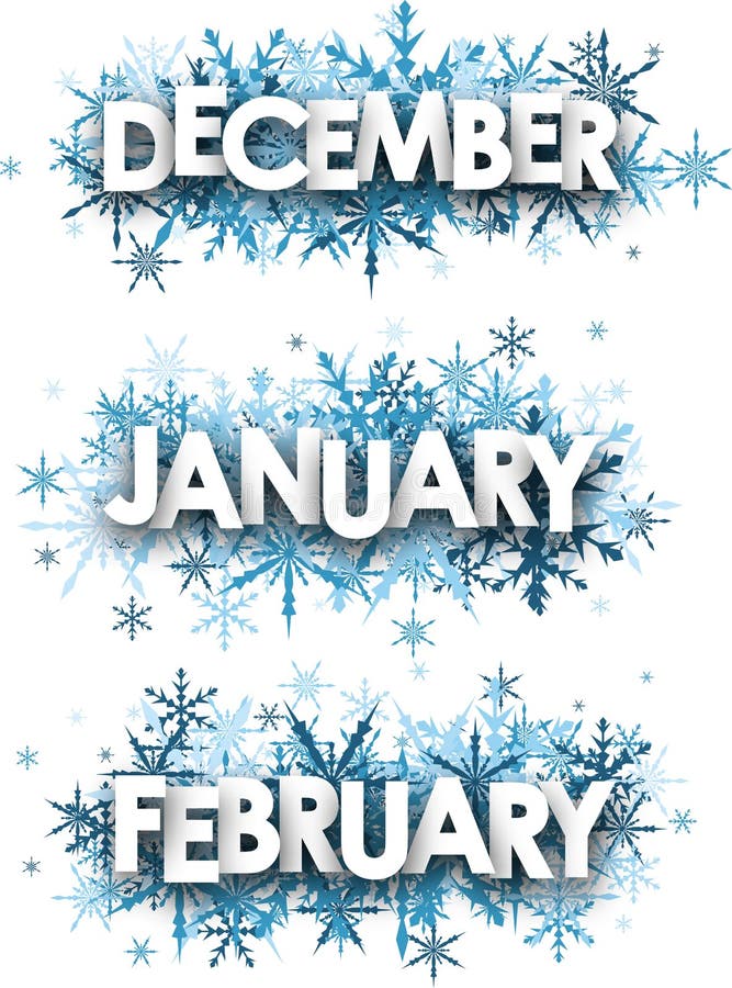 January, February, December banners.