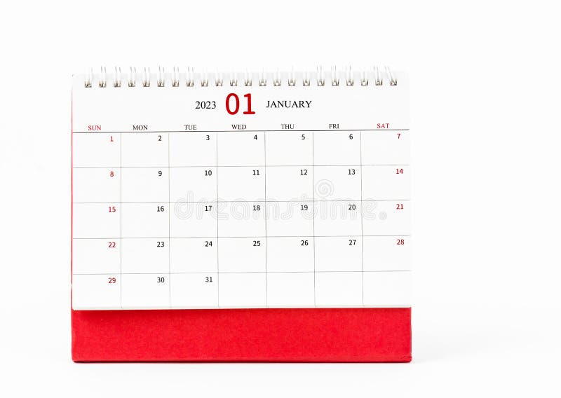 The January 2023 Monthly Desk Calendar for 2023 Year Isolated on White