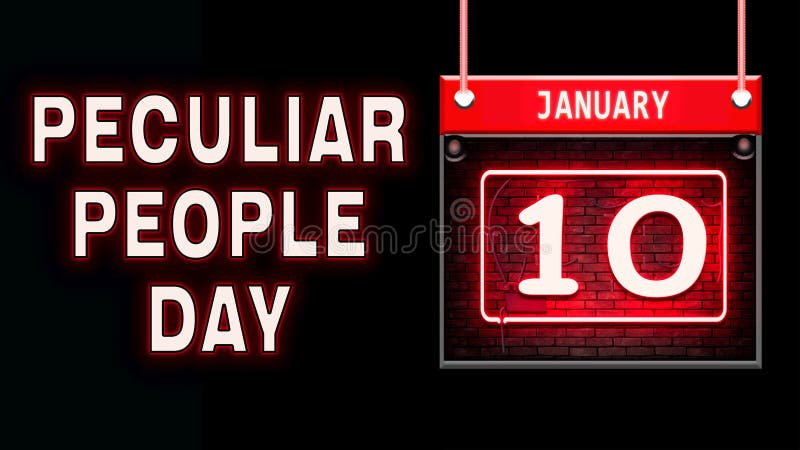 10 January, Peculiar People Day, Neon Text Effect on Black Background ...