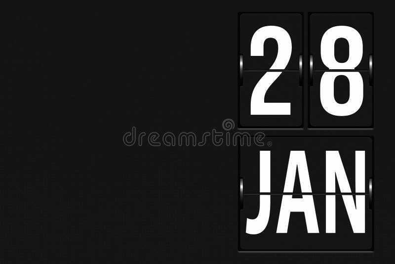 January 28th. Day 28 of Month, Calendar Date. Calendar in the Form of a